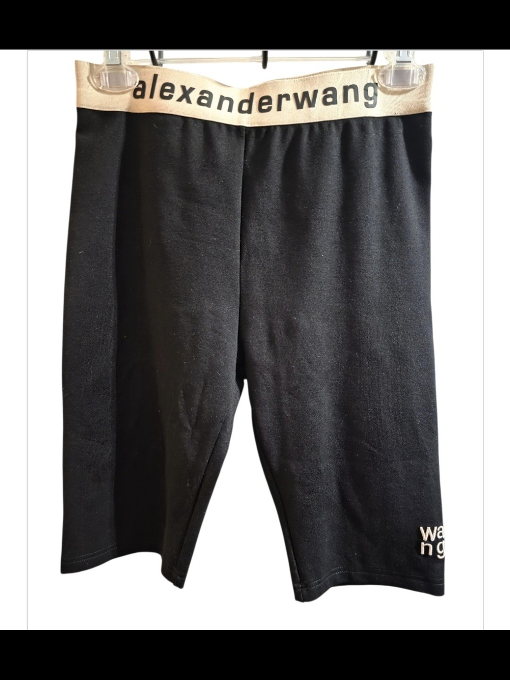 Alexander Wang.T Black Logo Waistband Biker Shorts Cotton Size L